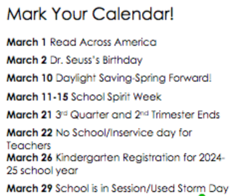 March 2024 mark your calendar